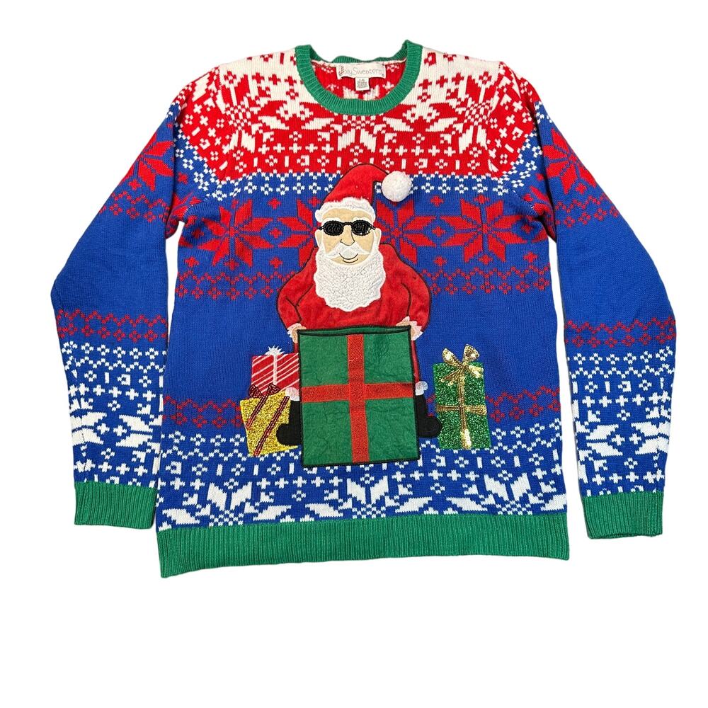 Jolly Sweaters Christmas Sweater Mens Large Santa Clause Holiday Ugly Festive